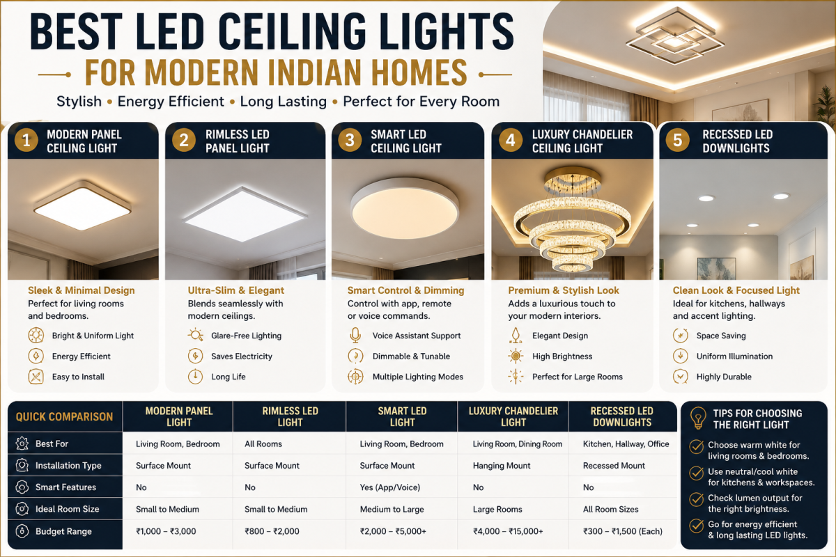 Best LED Ceiling Lights for Modern Indian Homes
