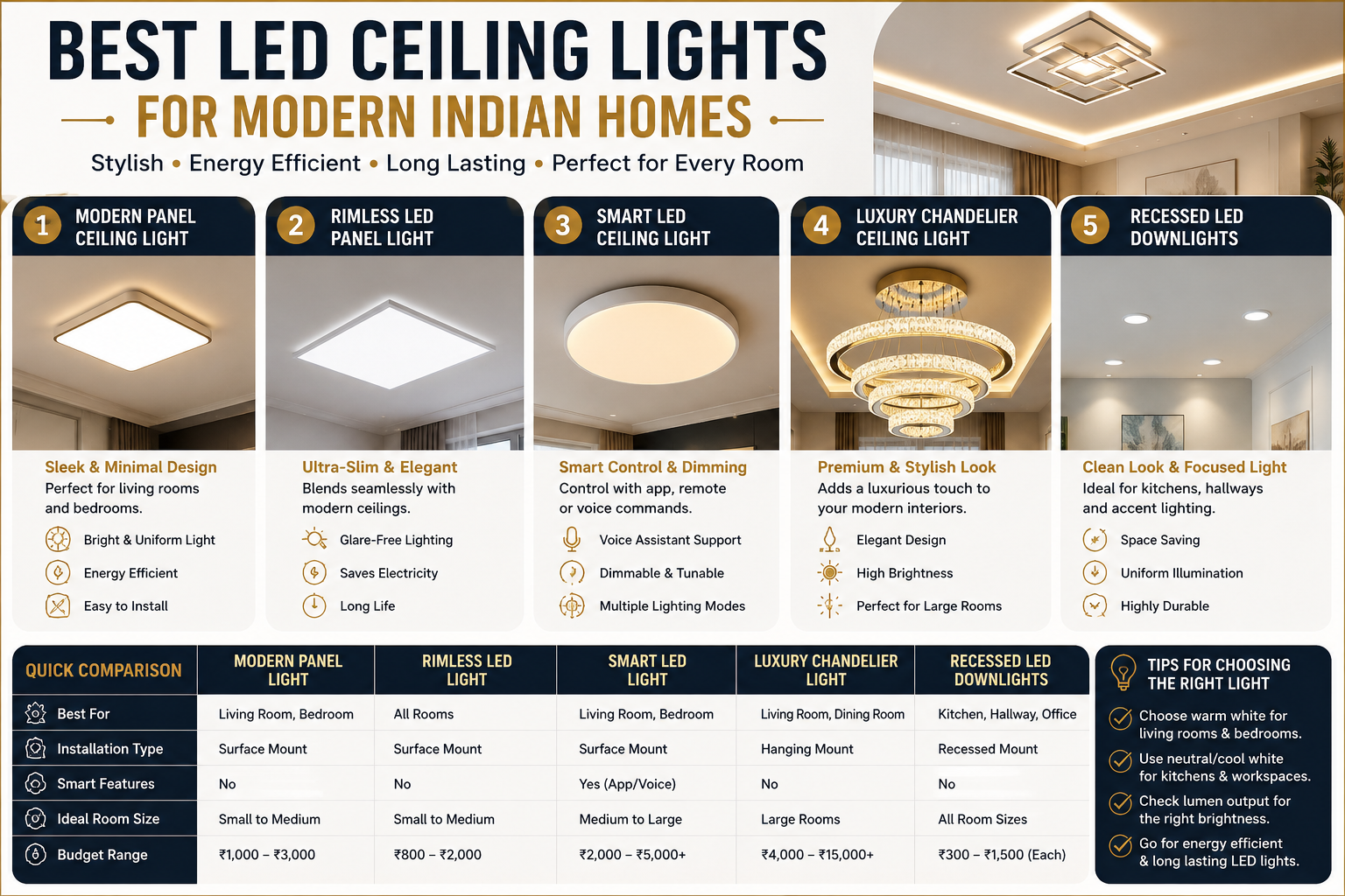 Best LED Ceiling Lights for Modern Indian Homes