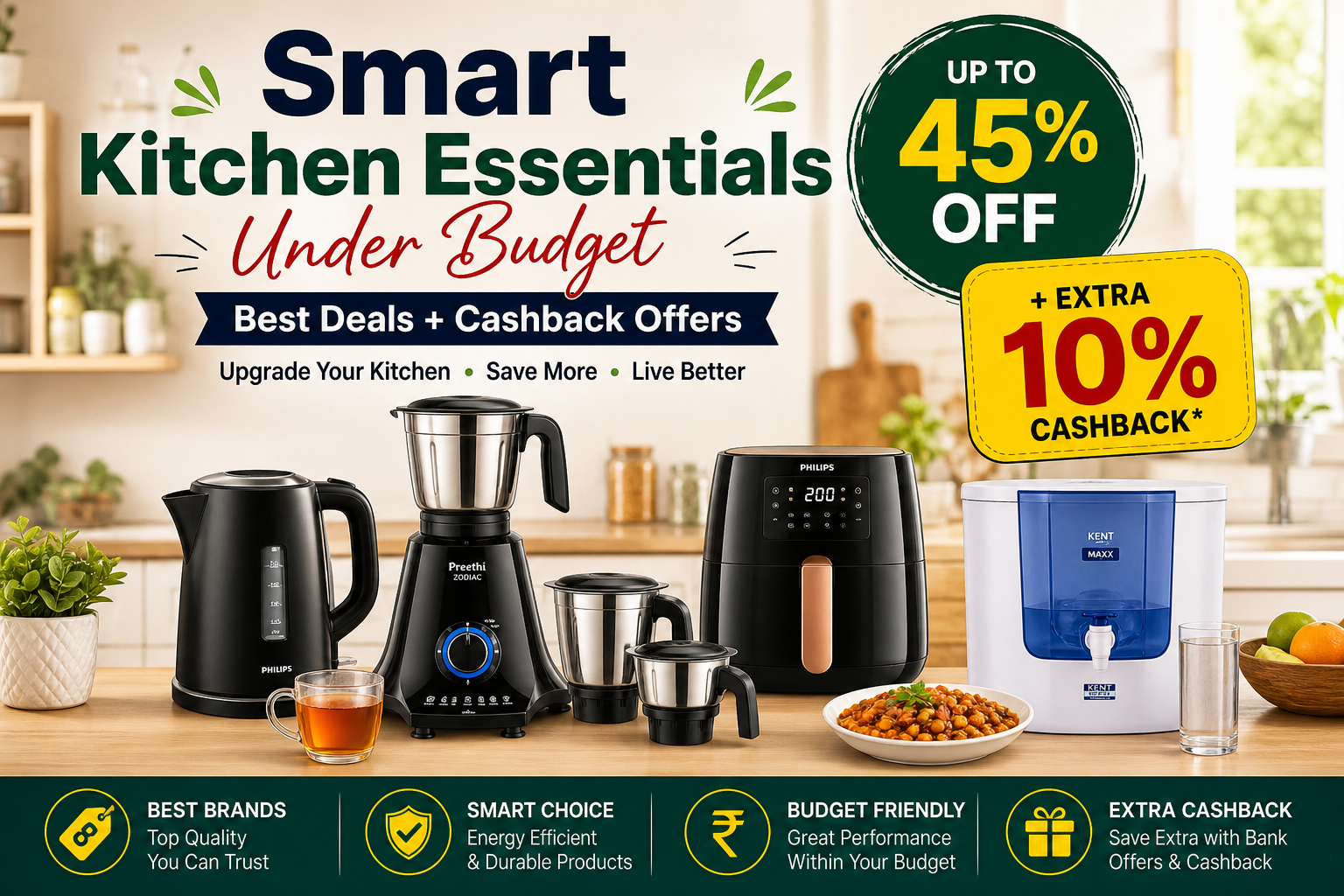 “Smart Kitchen Essentials Under Budget – Best Deals + Cashback Offers”
